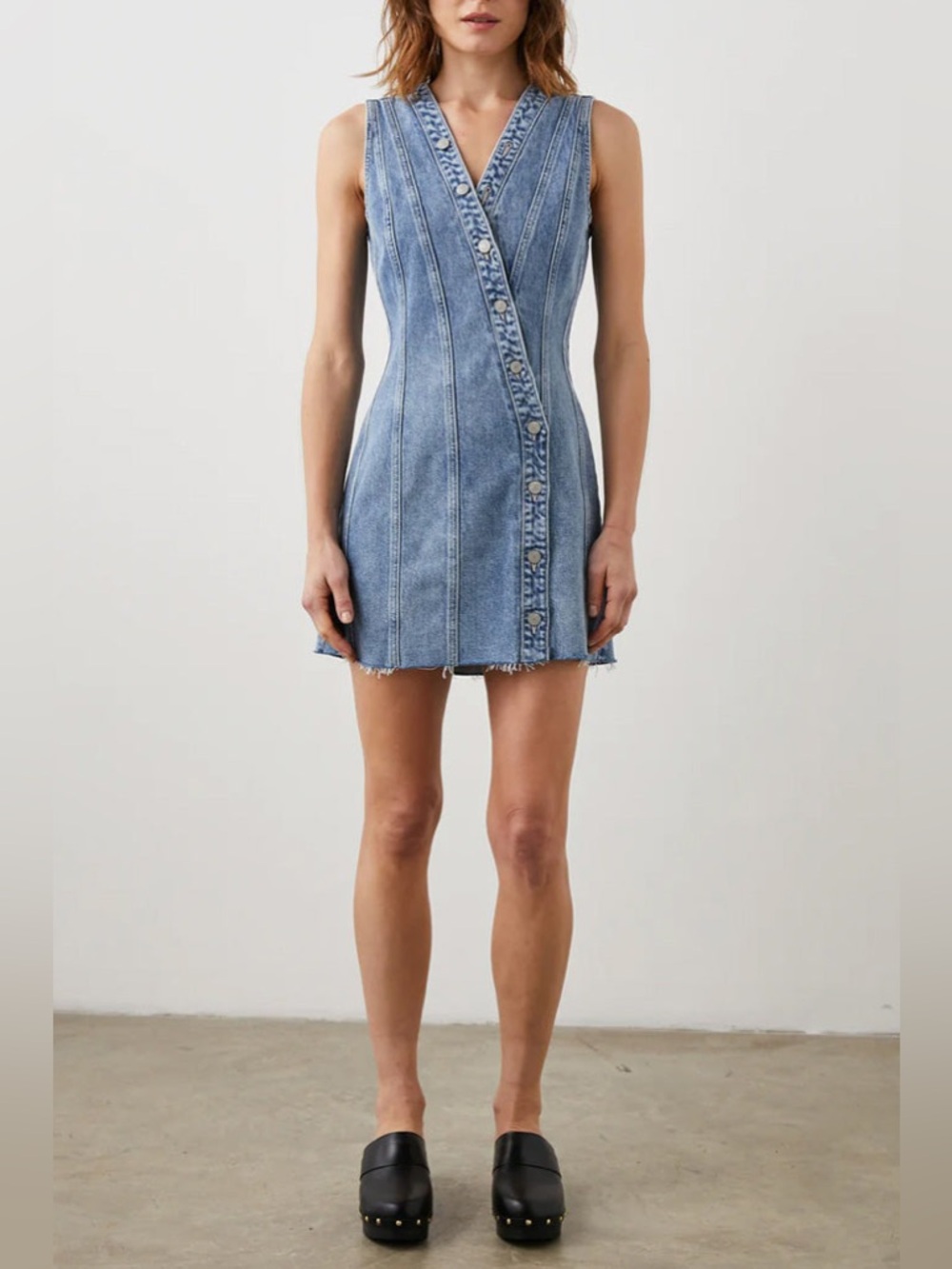 Revolve Rails Sleeveless Denim Button-Up Strand Mini Dress Cascade Color M - Picture 4 of 15
